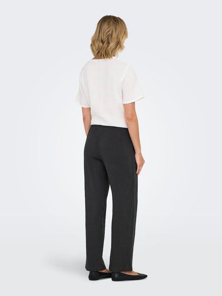 JDY Wide Leg Cotton Trousers in Charcoal