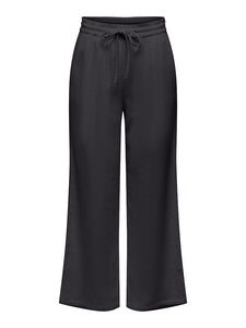 JDY Wide Leg Cotton Trousers in Charcoal