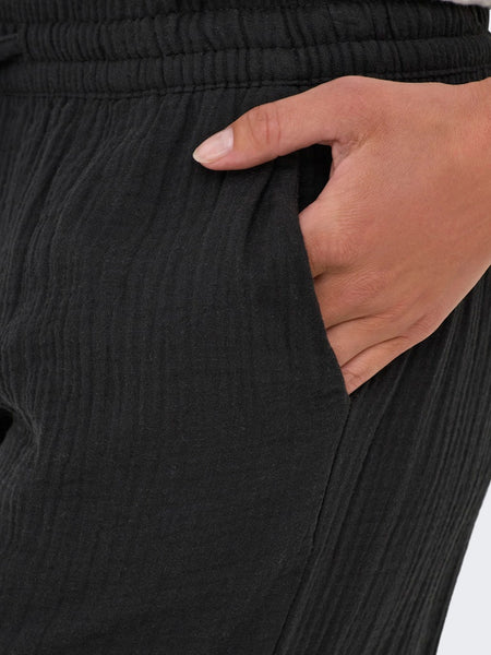 JDY Wide Leg Cotton Trousers in Charcoal