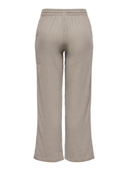 JDY Wide Leg Cotton Trousers in Taupe