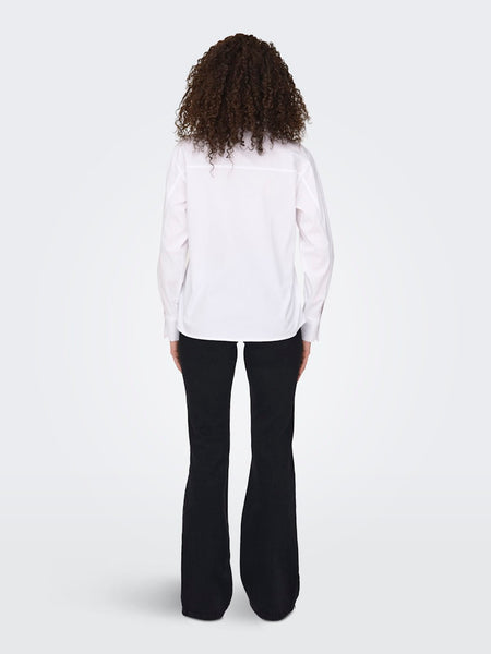 JDY Long Sleeve Zip Shirt in White