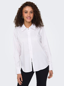 JDY Long Sleeve Zip Shirt in White