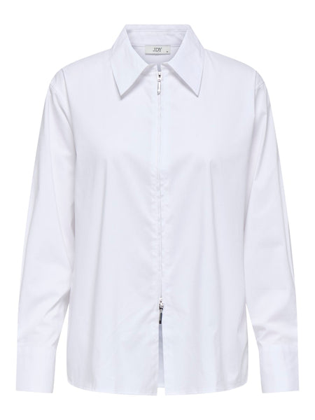JDY Long Sleeve Zip Shirt in White