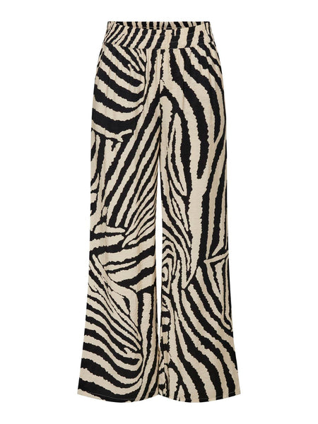JDY Zebra Print Wide Leg Trousers in Beige
