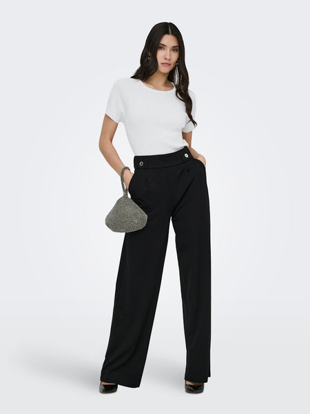 JDY Short Sleeve Ribbed Glitter Knit Top in Silver