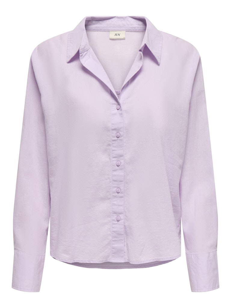 JDY Linen Blend V-Neck Shirt in Lilac