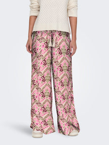 JDY Patterned Wide Leg Trousers in Pink
