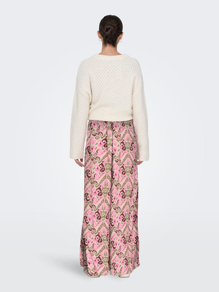 JDY Patterned Wide Leg Trousers in Pink