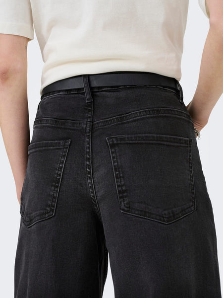 JDY High Waist Wide Leg Jeans in Black
