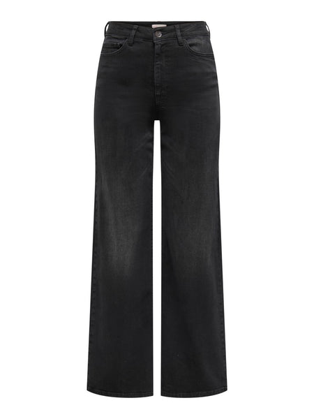 JDY High Waist Wide Leg Jeans in Black