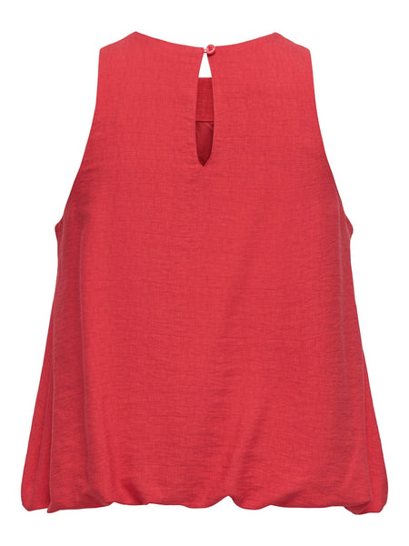 JDY Sleeveless Bubble-hem Top in Red