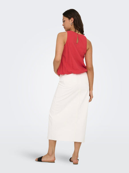 JDY Sleeveless Bubble-hem Top in Red