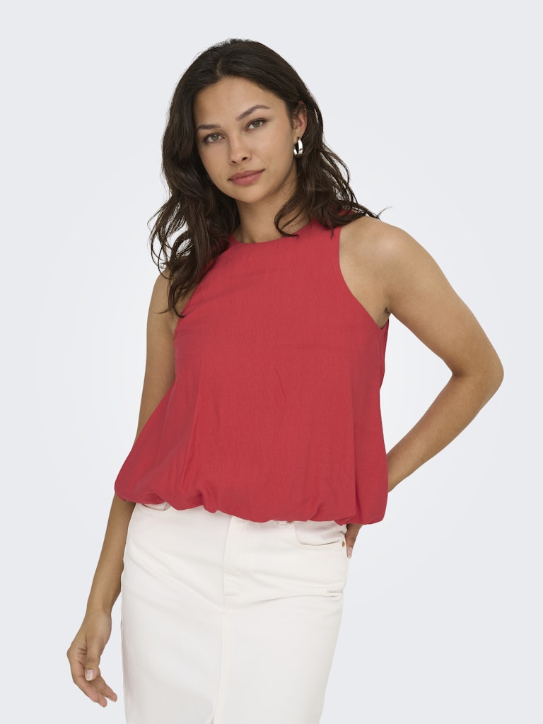 JDY Sleeveless Bubble-hem Top in Red