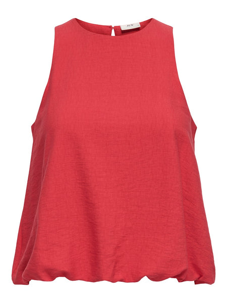 JDY Sleeveless Bubble-hem Top in Red