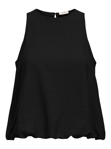 JDY Sleeveless Bubble-hem Top in Black
