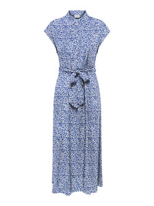 JDY Animal Print Sleeveless Shirt Dress in Blue