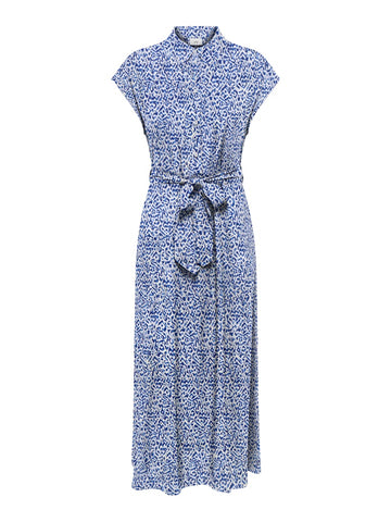 JDY Animal Print Sleeveless Shirt Dress in Blue