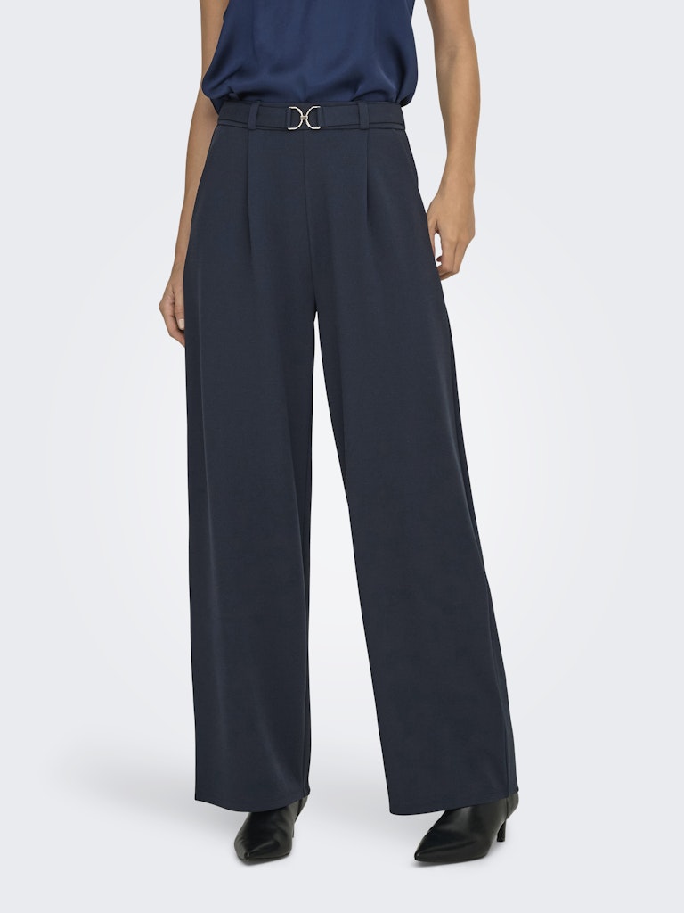 JDY Wide Leg Trousers With Belt in Navy