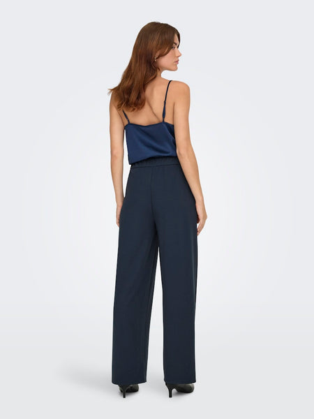 JDY Wide Leg Trousers With Belt in Navy