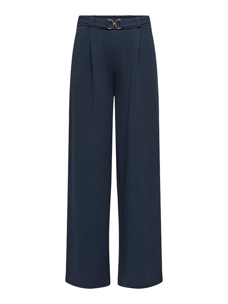 JDY Wide Leg Trousers With Belt in Navy