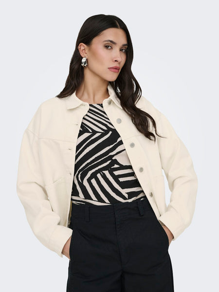 JDY Denim Shacket in Cream