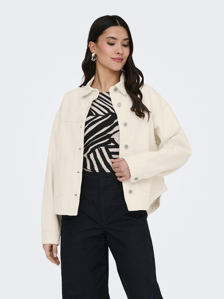 JDY Denim Shacket in Cream