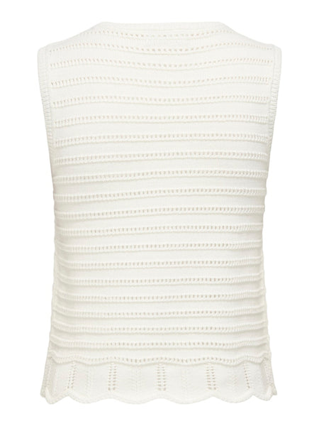 JDY Sleeveless Scallop Edge Knit Top in Cream
