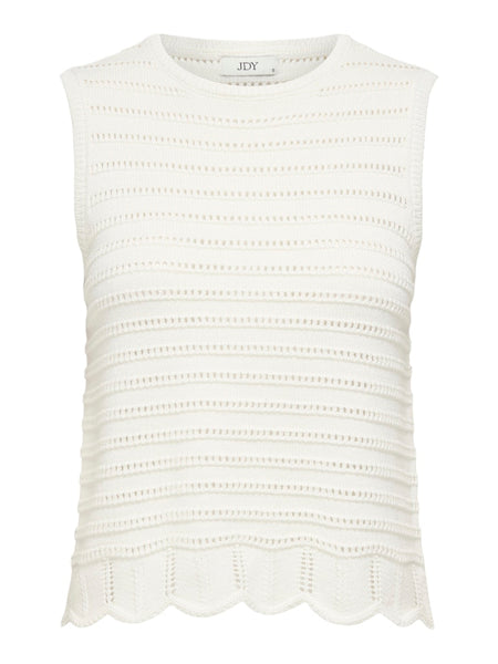 JDY Sleeveless Scallop Edge Knit Top in Cream