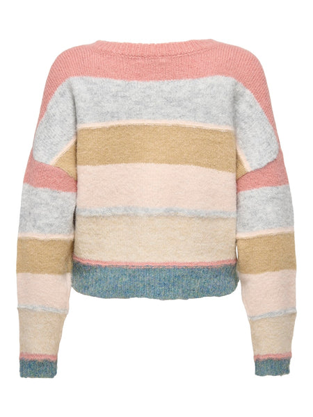 JDY Multicoloured Block Stripe Button-up Cardigan
