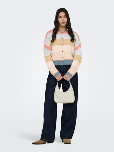 JDY Multicoloured Block Stripe Button-up Cardigan
