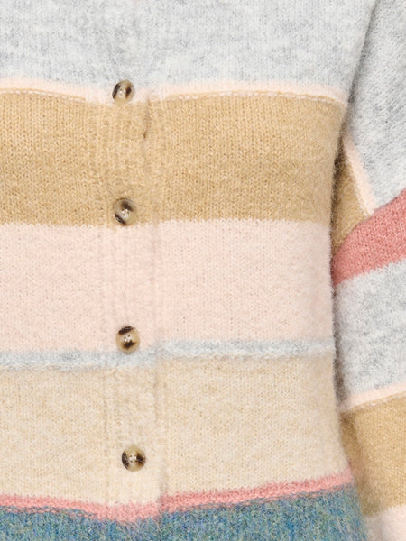 JDY Multicoloured Block Stripe Button-up Cardigan