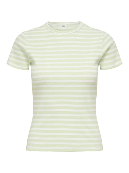 JDY Striped Rib T-Shirt in Green
