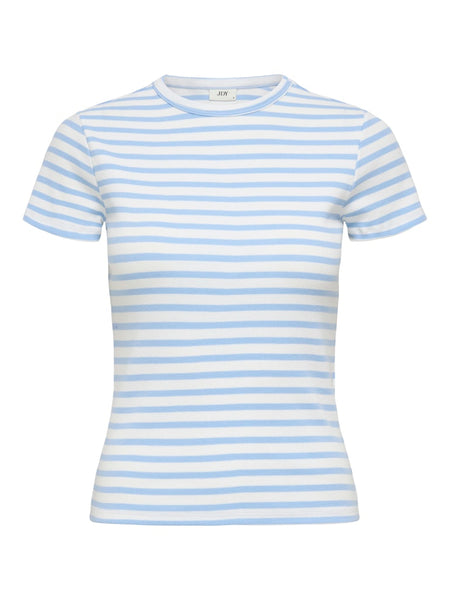 JDY Striped Rib T-Shirt in Blue