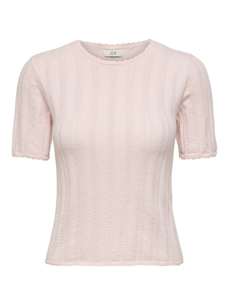 JDY Short Sleeve Glitter Detail Knit Top in Pink