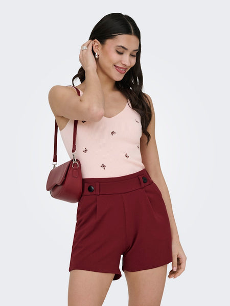 JDY Embroidered Butterfly Rib Tank Top in Pink