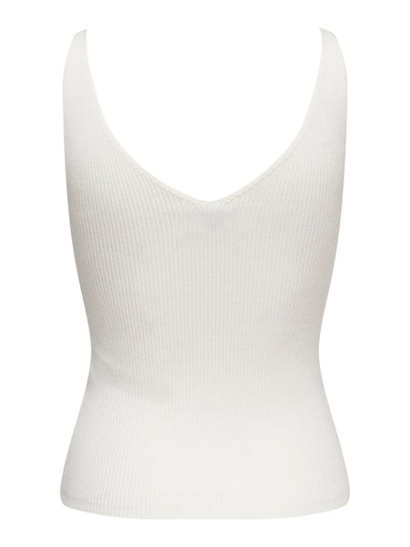 JDY Embroidered Flower Rib Tank Top in White