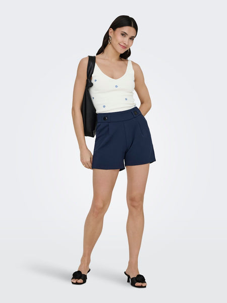 JDY Embroidered Flower Rib Tank Top in White