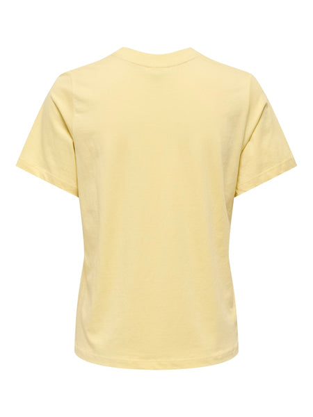 JDY Embroidered Heart T-Shirt in Yellow