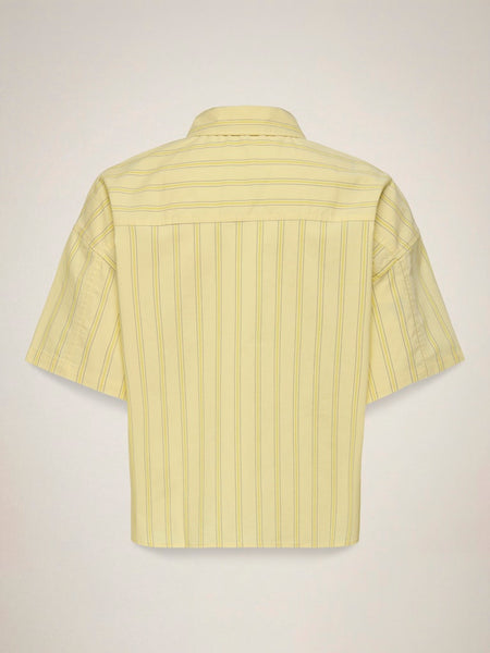 JDY Striped Short Sleeve Boxy Shirt in Yellow