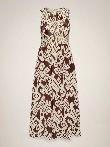 JDY Sleeveless Patterned Smock Dress in Chocolate