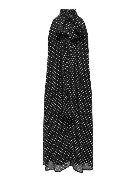 JDY Sleeveless Halterneck Polka-Dot Midi Dress in Black