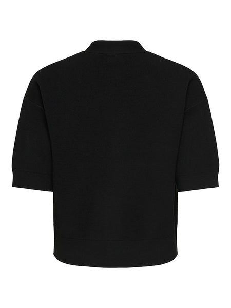 JDY Short Sleeve V-Neck Button Cardigan in Black