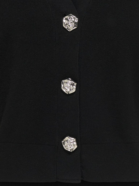 JDY Short Sleeve V-Neck Button Cardigan in Black