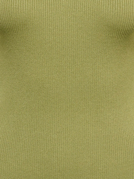 JDY Lace Detail Rib Tank Top in Green