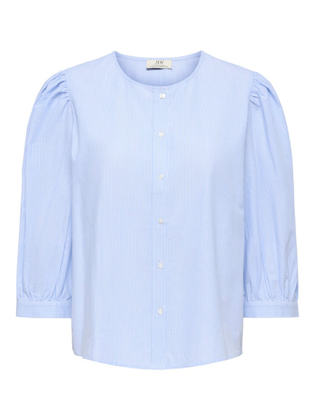 JDY Striped 3/4 Sleeve Shirt in Blue