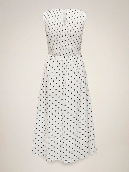 JDY Sleeveless Polka-Dot Smock Dress in Cream