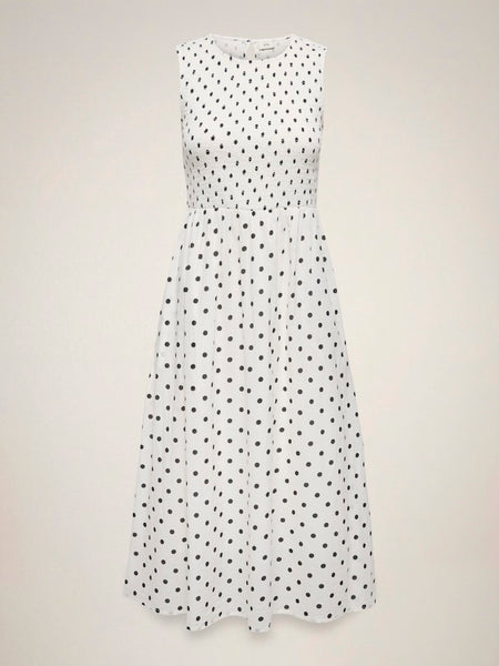 JDY Sleeveless Polka-Dot Smock Dress in Cream
