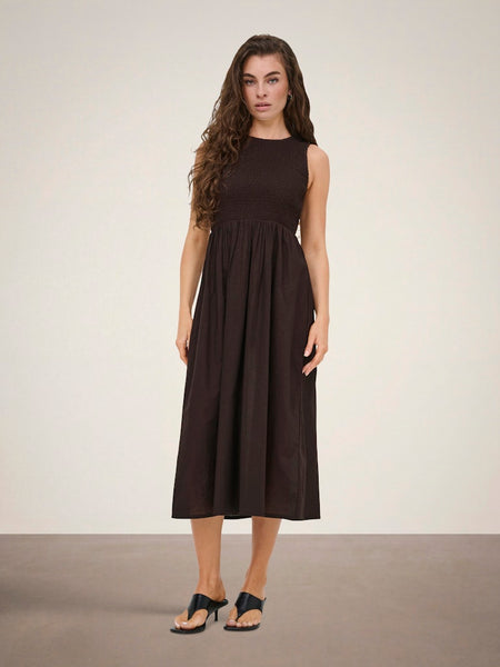 JDY Sleeveless Smock Dress in Chocolate