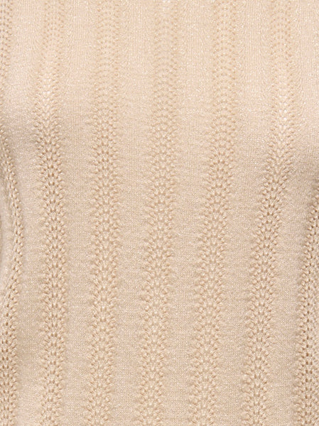 JDY Short Sleeve Glitter Detail Knit Top in Beige