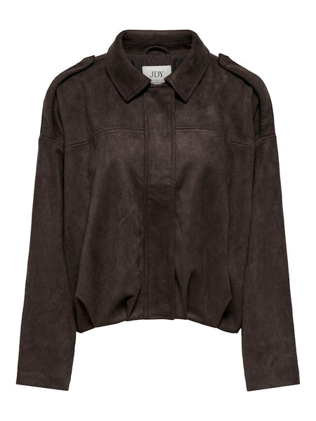 JDY Faux Suede Jacket in Chocolate